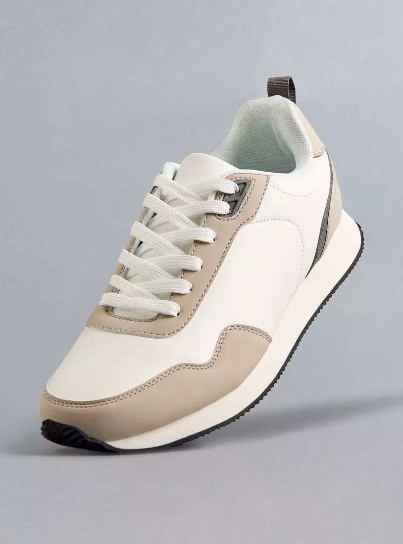 Panelled Sneakers with Lace-Up Closure for Men