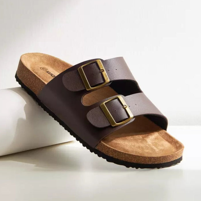 Max Buckle Accented Slip-On Sandals