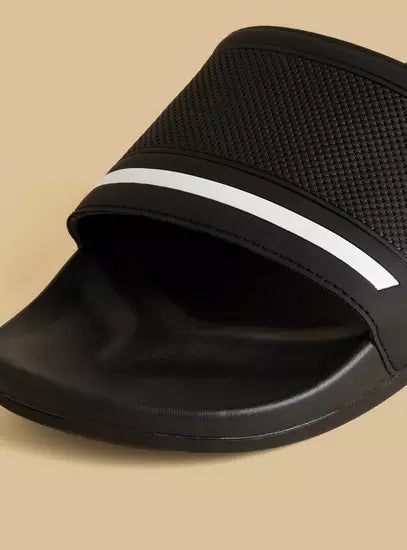 Nax Black Textured EVA Slide Slippers - Casual Comfort