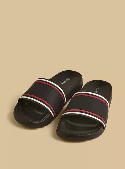 Max Striped Beach Slippers Red/Black