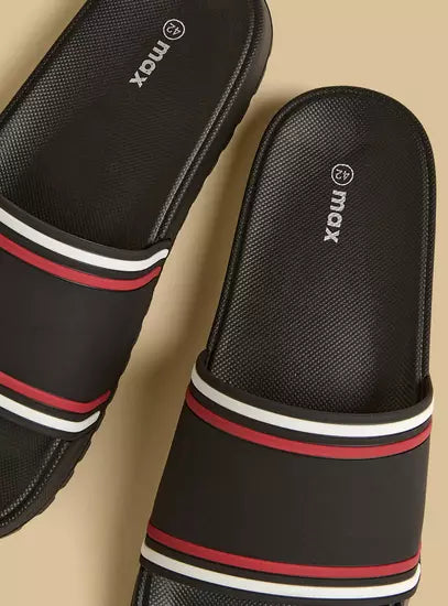 Max Striped Beach Slippers Red/Black