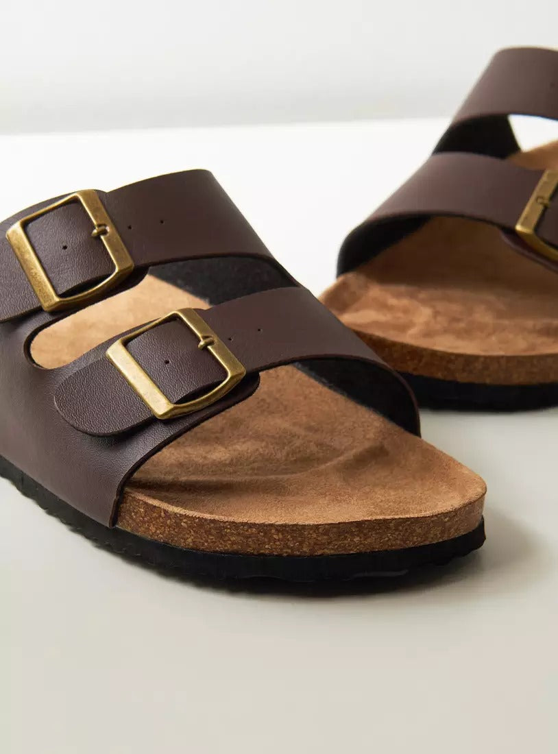 Max Buckle Accented Slip-On Sandals