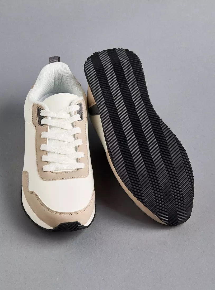 Panelled Sneakers with Lace-Up Closure for Men