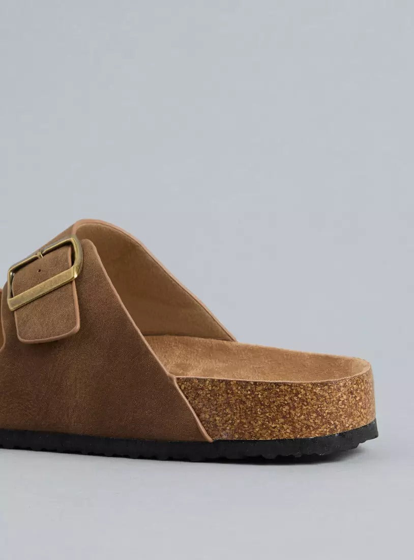 Max Buckle Accent Slip-On Sandals