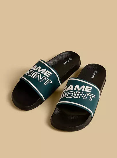 Max Slogan Embossed Slides Green