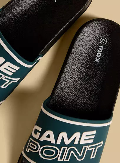 Max Slogan Embossed Slides Green