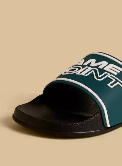 Max Slogan Embossed Slides Green