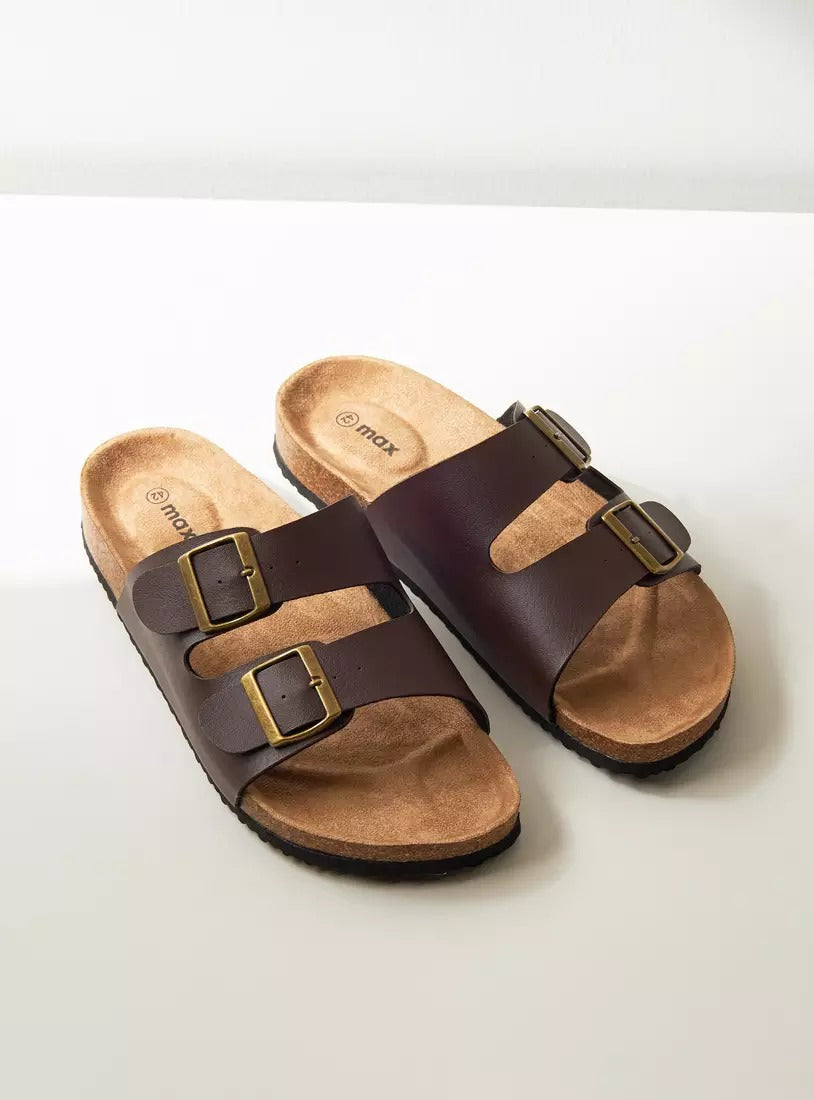Max Buckle Accented Slip-On Sandals
