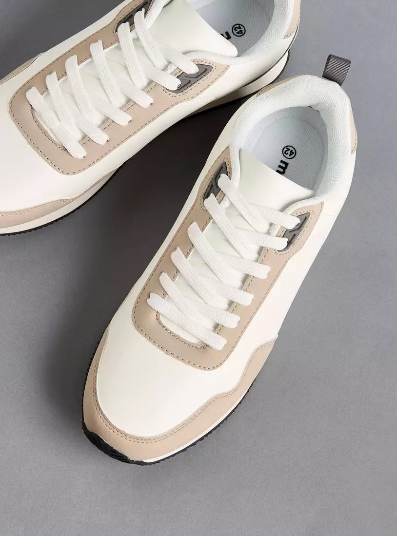 Panelled Sneakers with Lace-Up Closure for Men