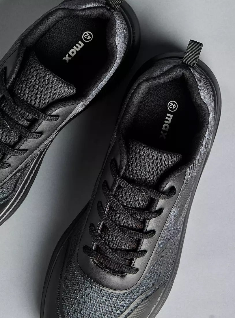 Textured Lace-Up Sports Shoes