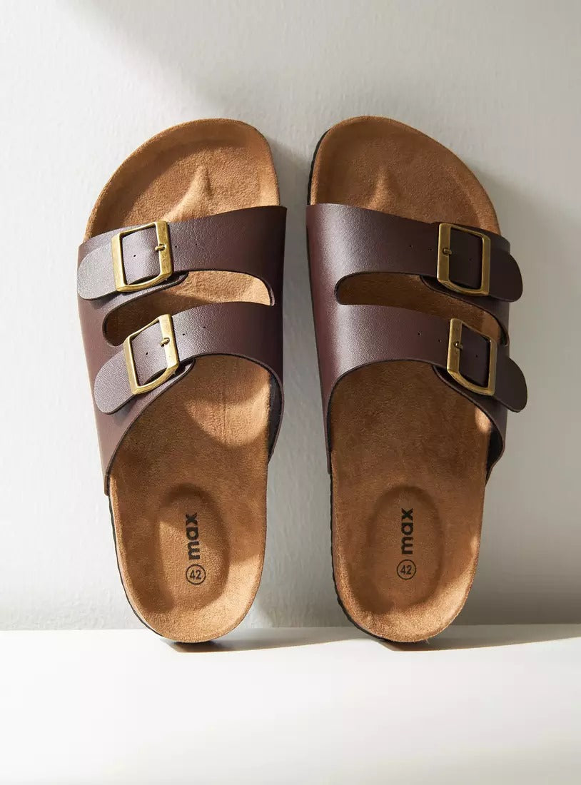 Max Buckle Accented Slip-On Sandals