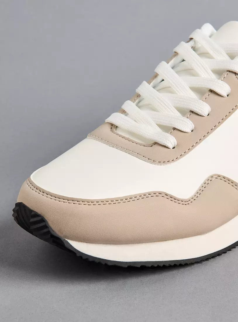 Panelled Sneakers with Lace-Up Closure for Men