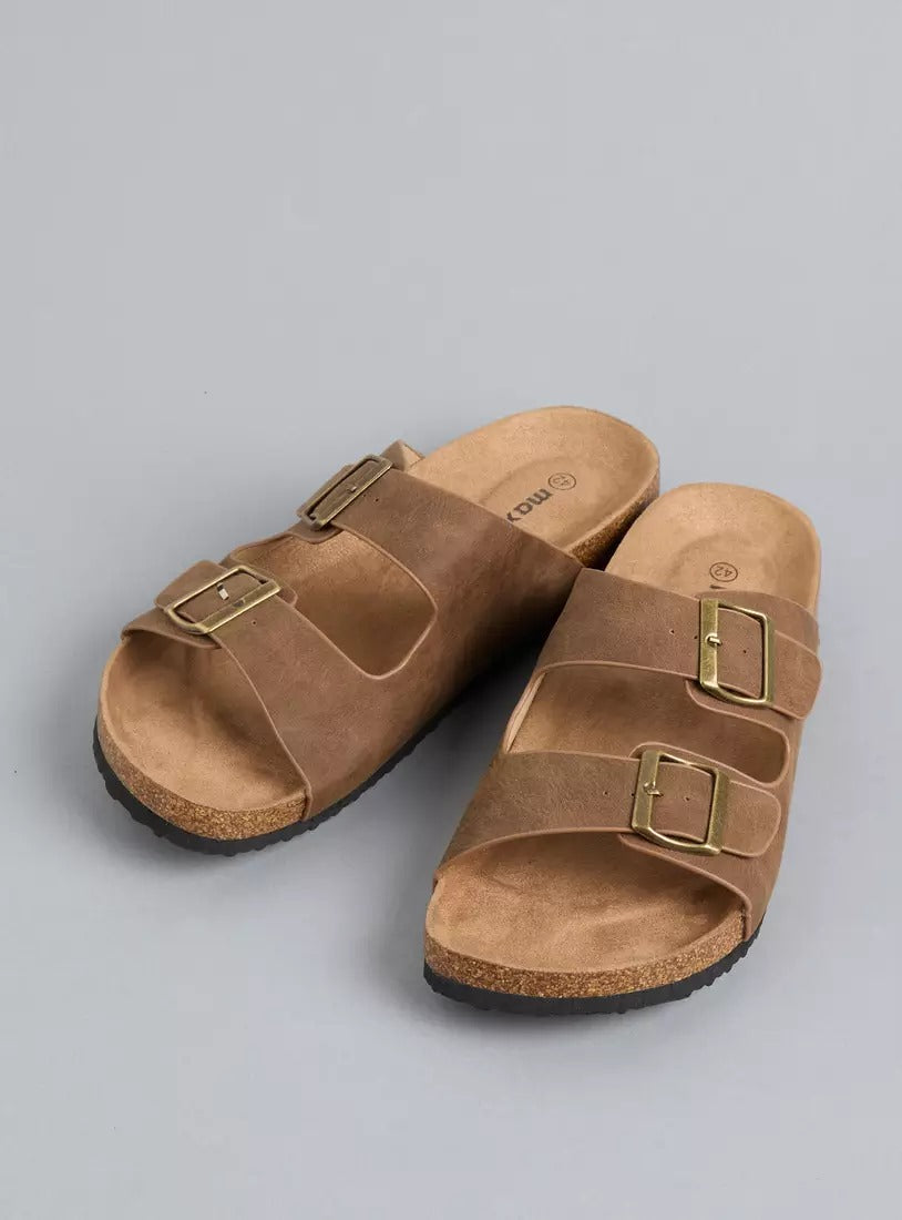 Max Buckle Accent Slip-On Sandals