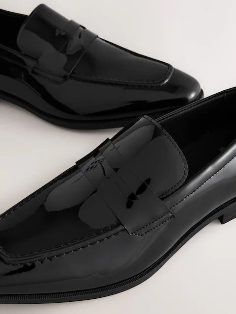 NEXT Black Patent Loafers