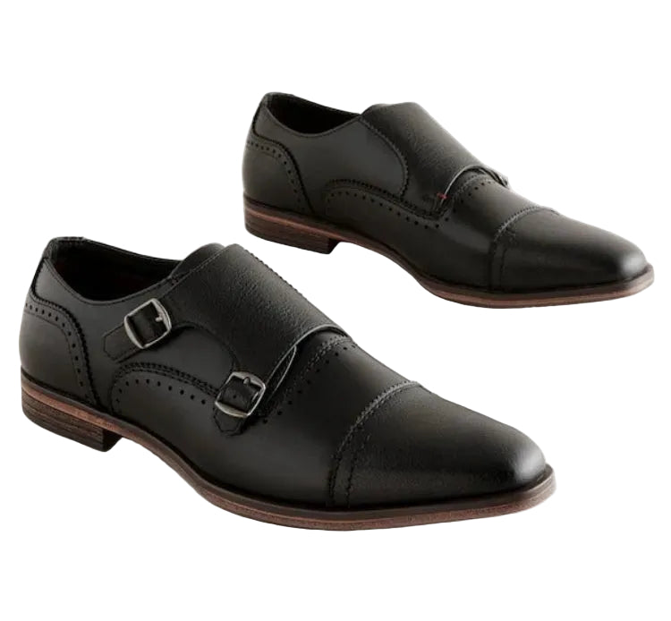 NEXT Black Double Monk Toe Cap Shoes