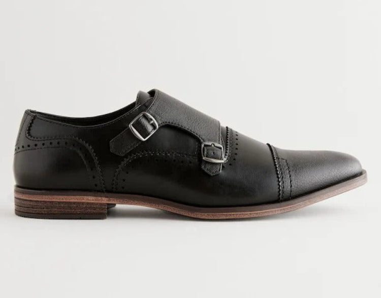NEXT Black Double Monk Toe Cap Shoes