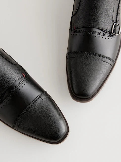 NEXT Black Double Monk Toe Cap Shoes