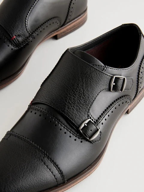 NEXT Black Double Monk Toe Cap Shoes