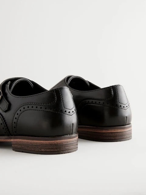 NEXT Black Double Monk Toe Cap Shoes