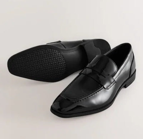 NEXT Black Patent Loafers