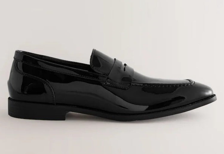 NEXT Black Patent Loafers