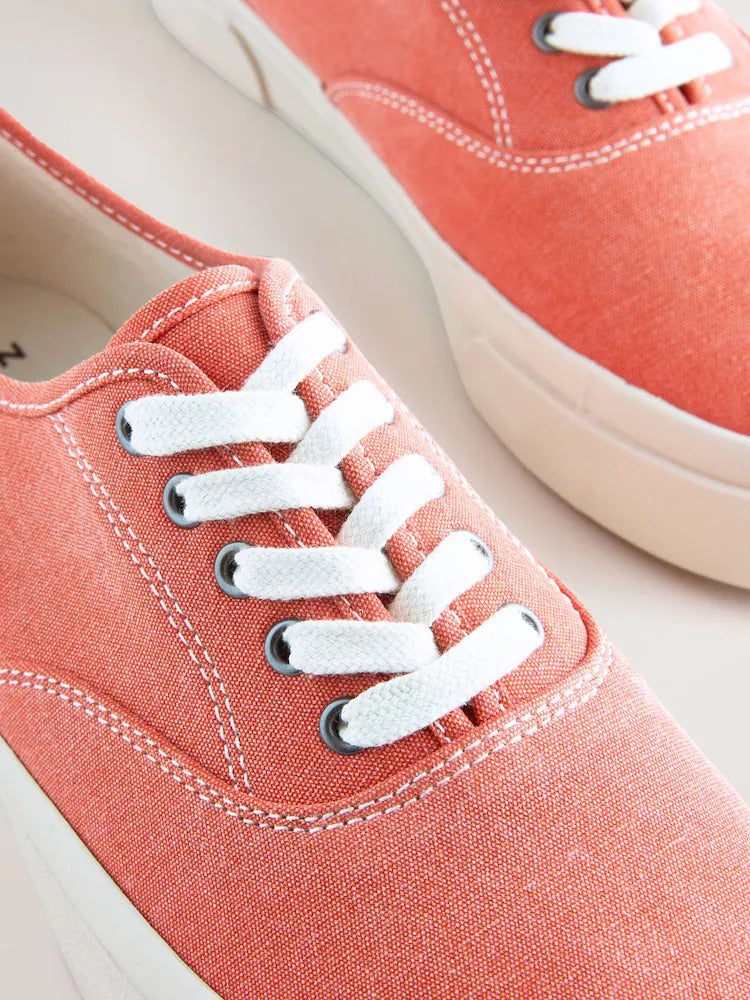 NEXT Canvas CVO Trainers Coral Red