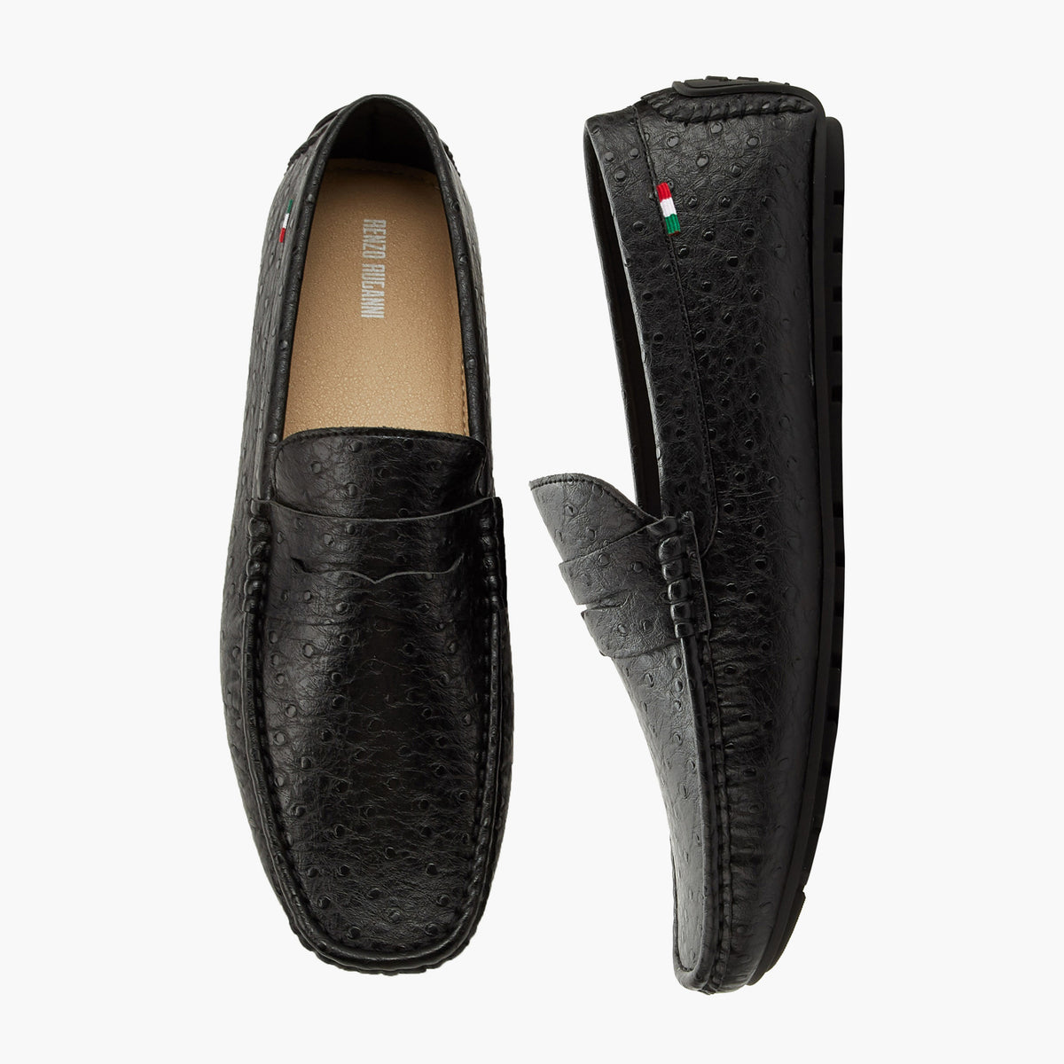 Renzo Ruganni Men Textured Slip-On Black