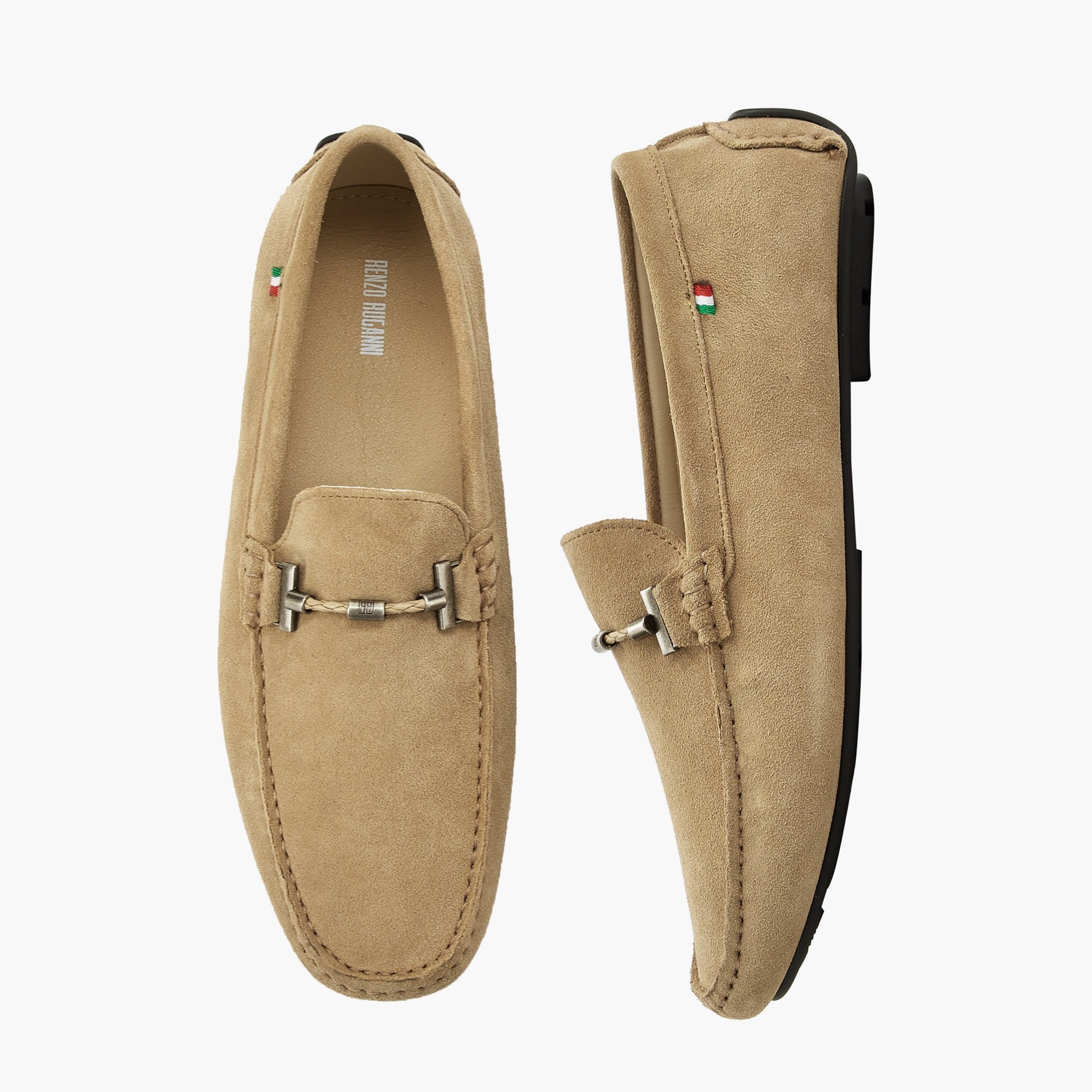 Renzo Ruganni Suede Leather Loafers Beige