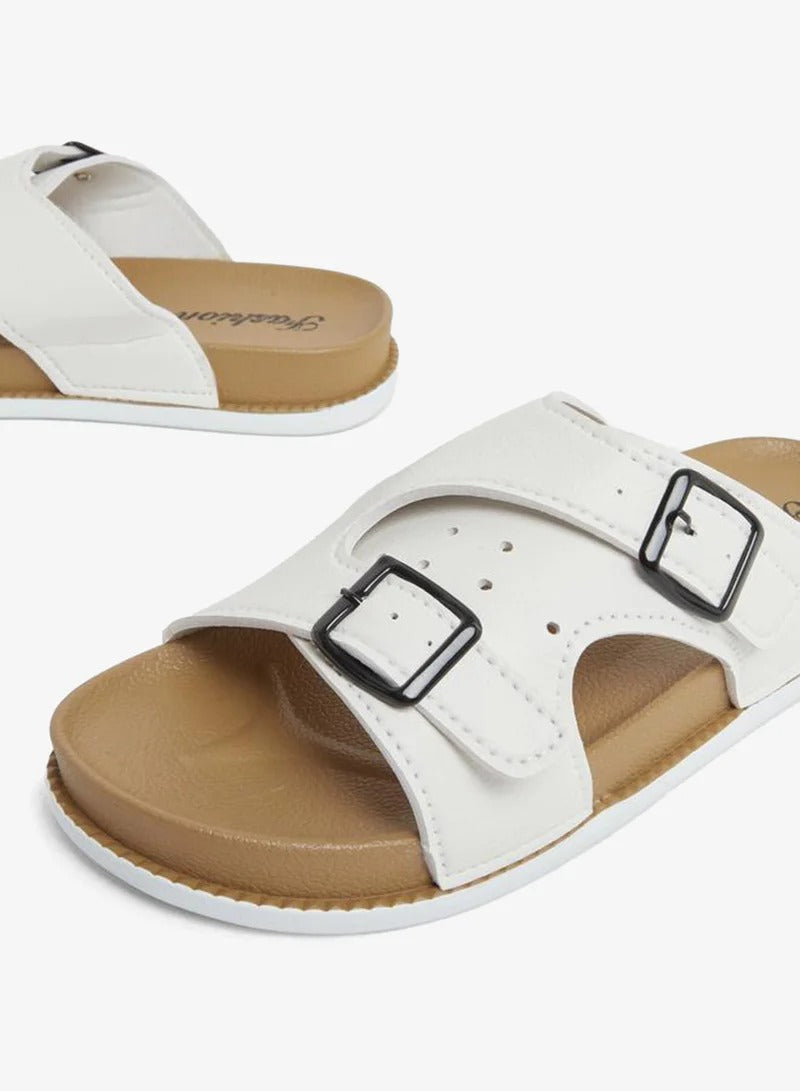 Styli Buckle Slide Sandal White Men