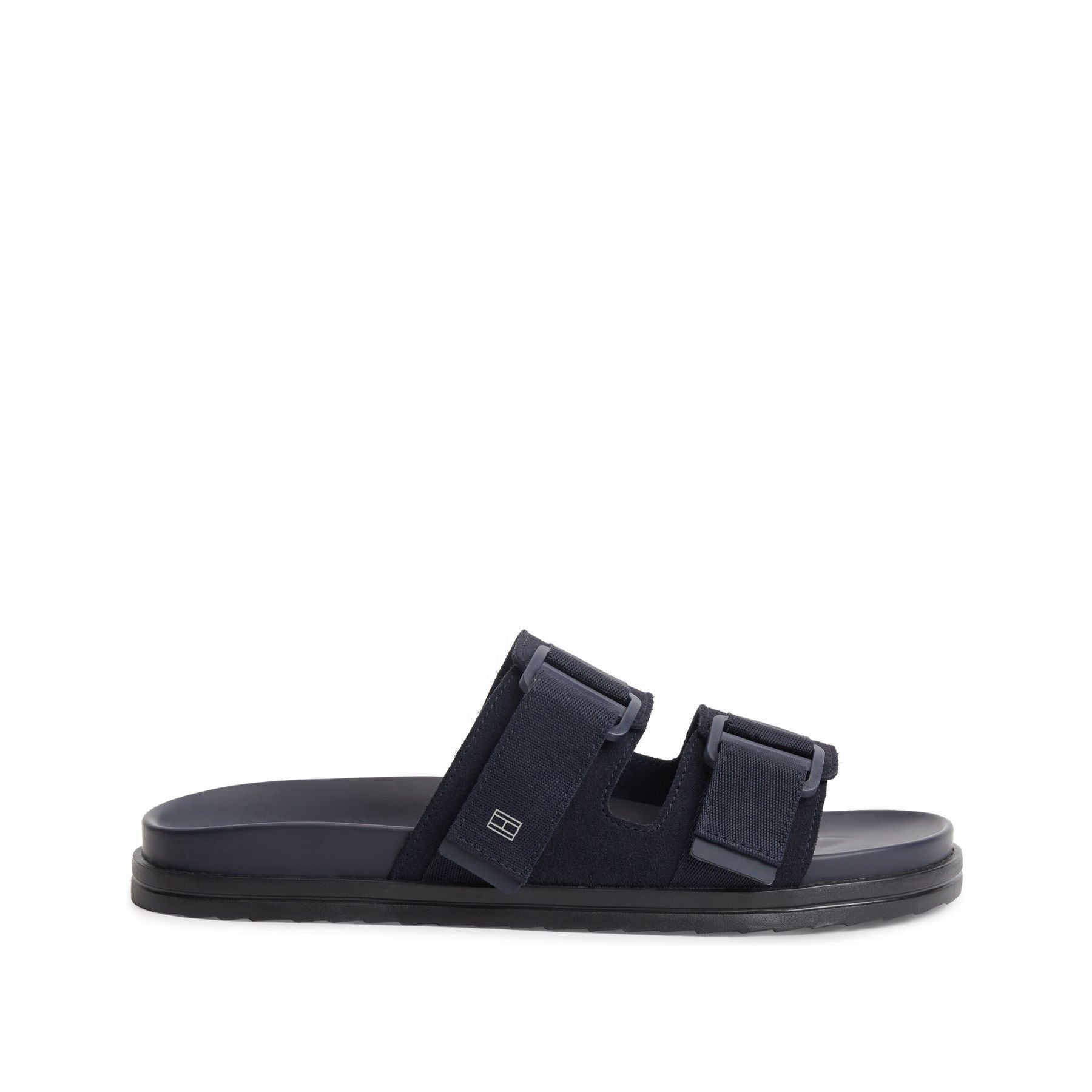 Tommy Hilfiger Suede Sandals with Webbing Strap Buckle Blue