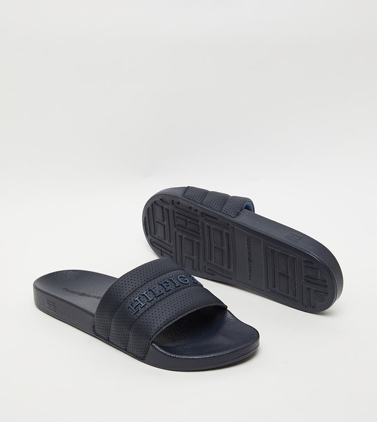 Men Pool Slides by Tommy Hilfiger Blue