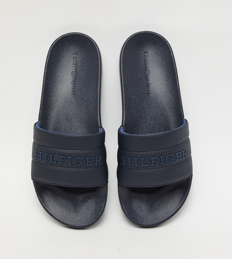 Men Pool Slides by Tommy Hilfiger Blue