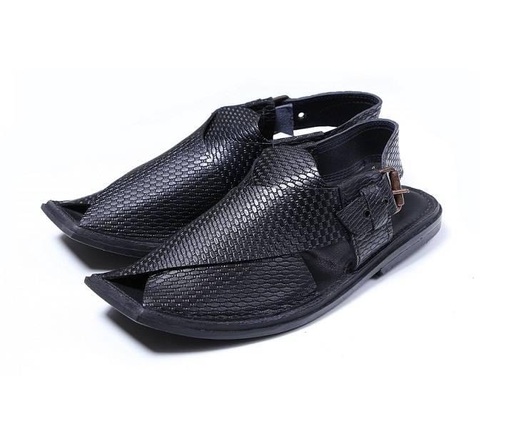 Black Doted Peshawari Chappal - Jango Mall