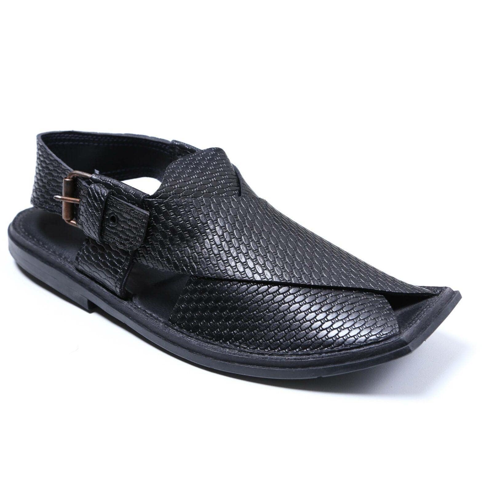 Black Doted Peshawari Chappal - Jango Mall