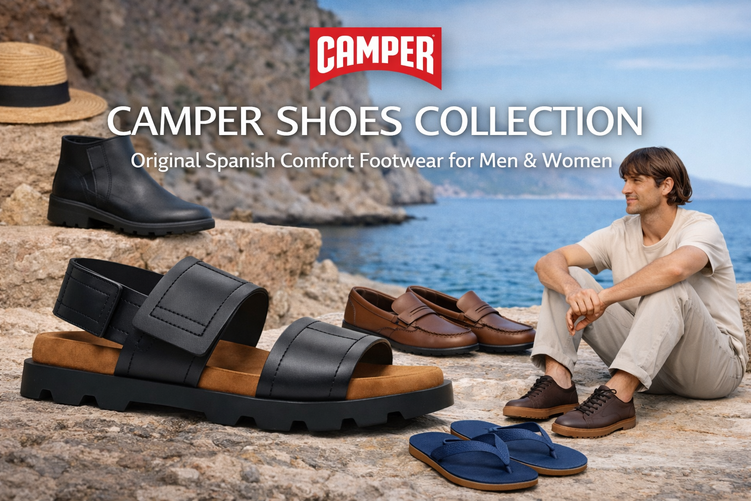 Camper Shoes Collection – Original Spanish comfort footwear for men and women featuring leather sneakers, loafers and casual shoes