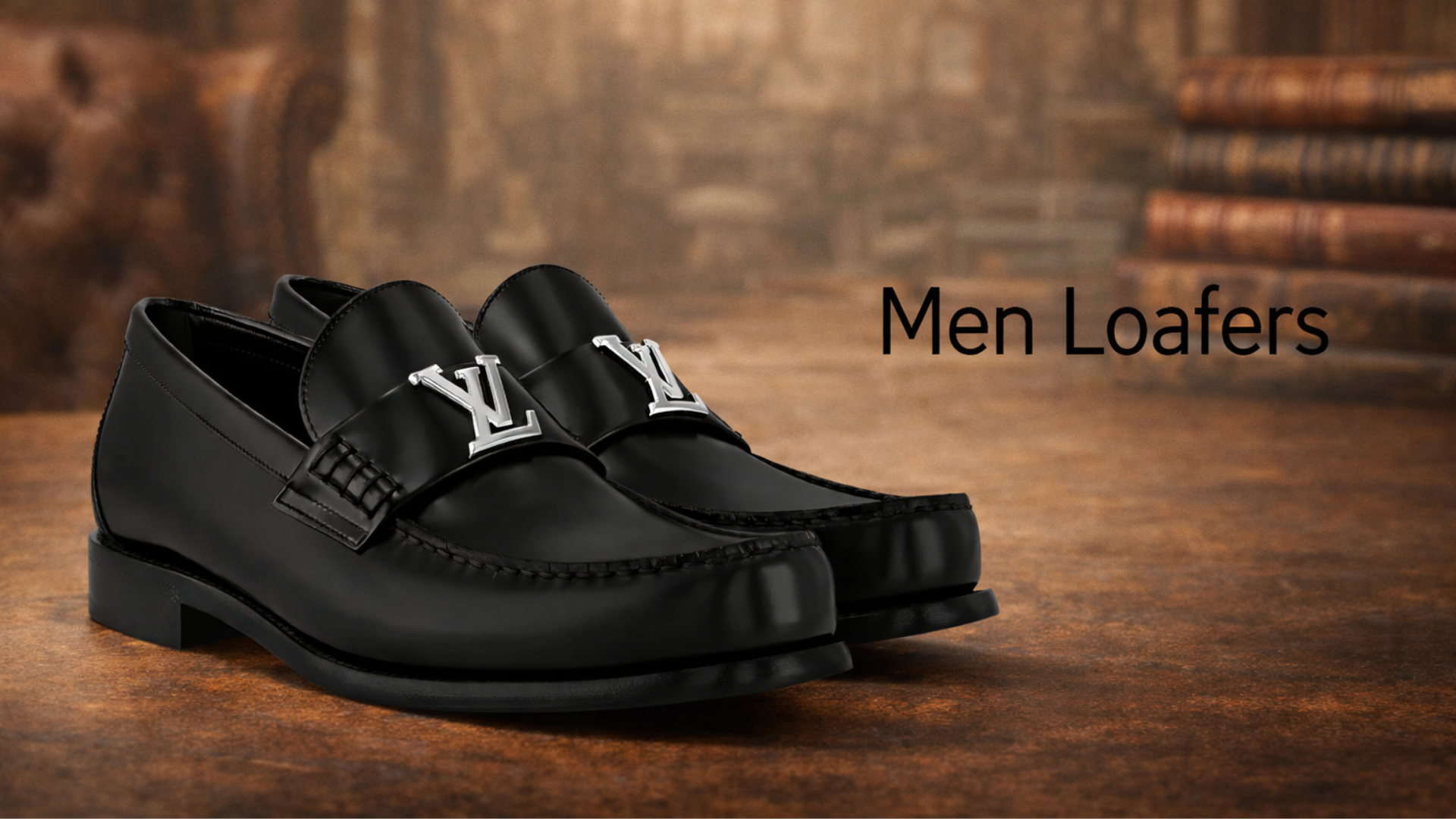 Premium men’s multinational loafers stylish black formal shoes at JangoMall.com