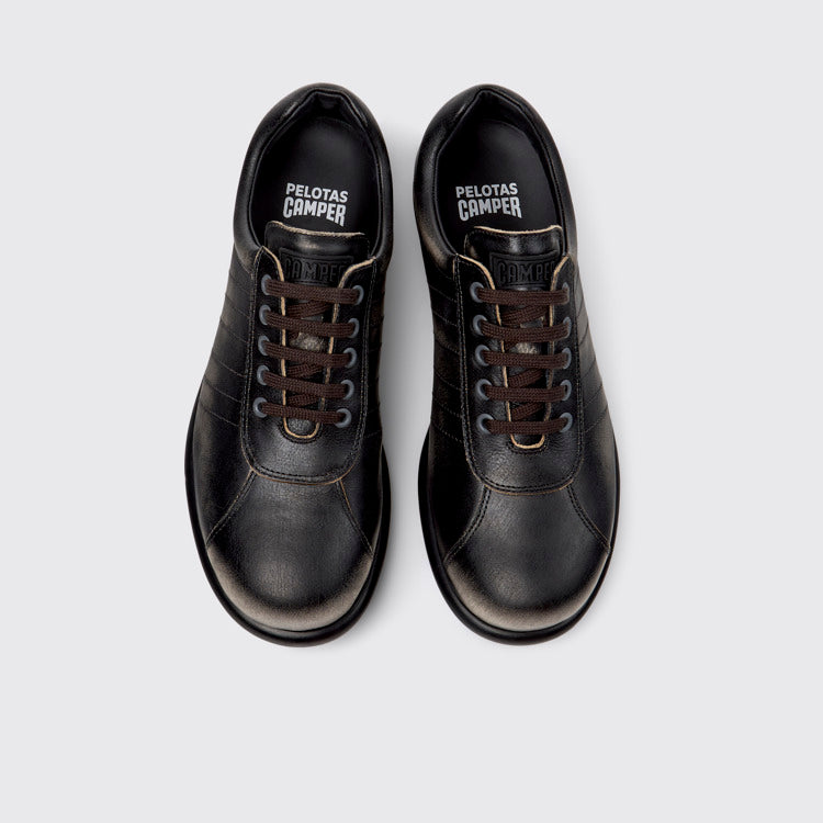 Overhead view of Pelotas Gray Leather Shoes for Men.