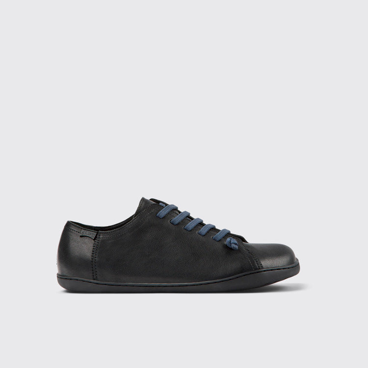 Side view of Peu Black Leather Shoes for Men.