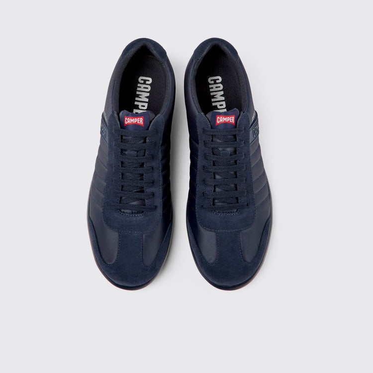 Overhead view of Pelotas XLite Blue Textile and Nubuck Leather Shoes for Men.