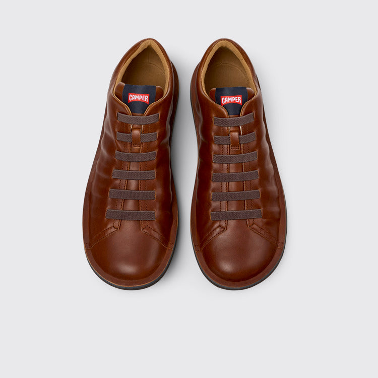 Overhead view of Beetle Brown Leather Shoes for Men.