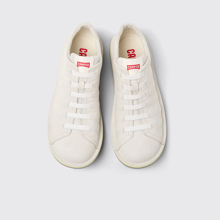 Overhead view of Beetle White Nubuck Shoes for Men.