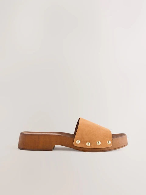 Next Studded Clog Mule Sandals for Women - Brown