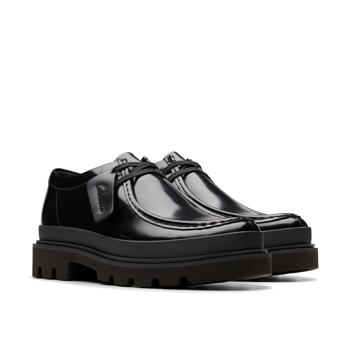 Clarks Men's Badell Seam - Black Hi Shine Leather