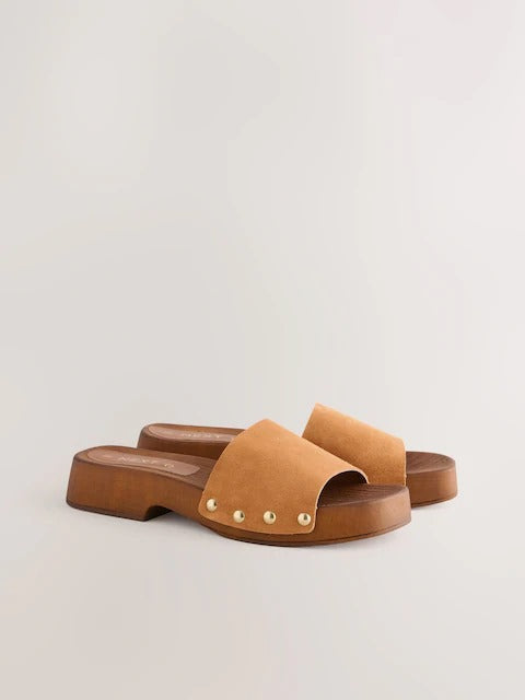 Next Studded Clog Mule Sandals for Women - Brown