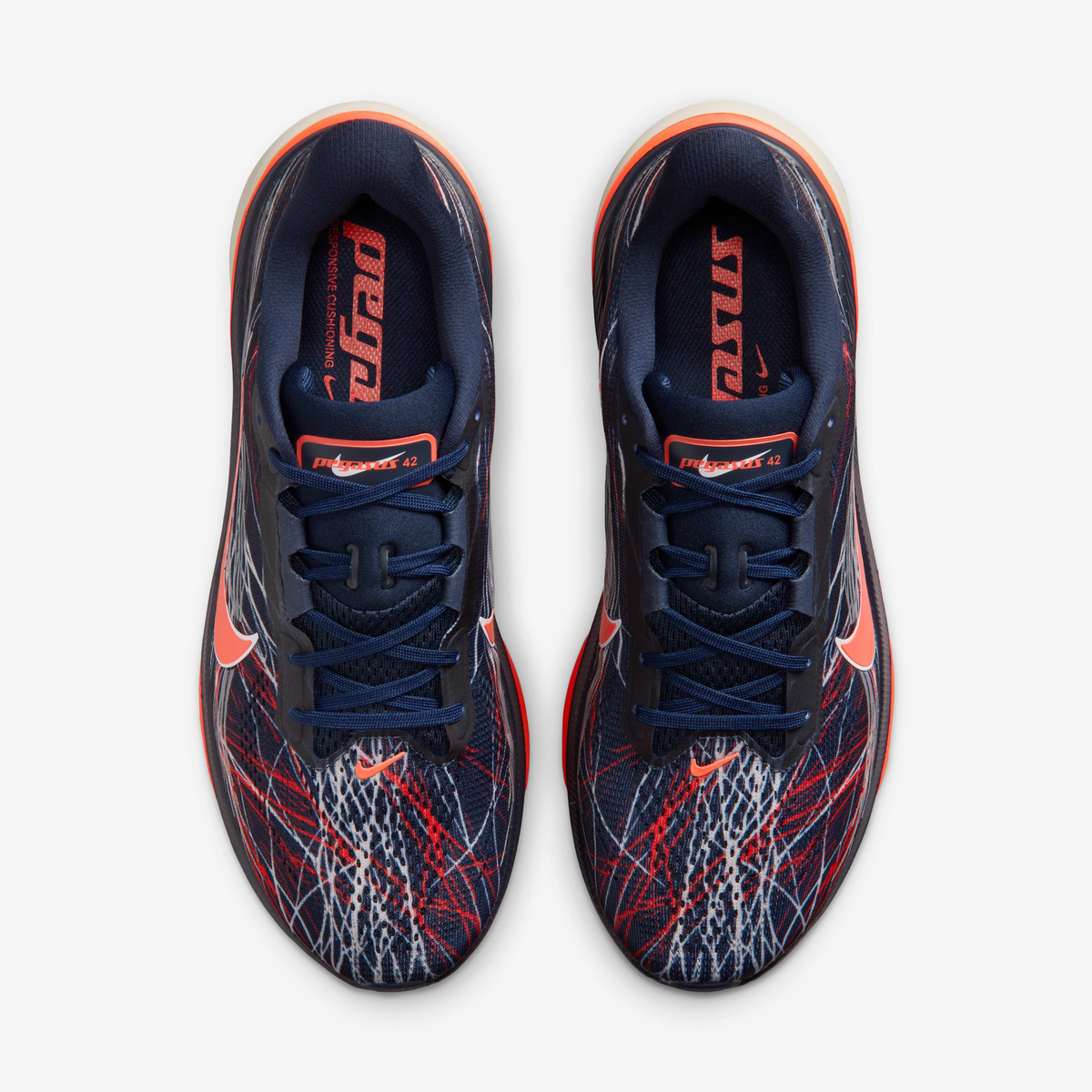 Nike Pegasus 42 - Obsidian/Light Bone/Bright Crimson/Dynamic Yellow
