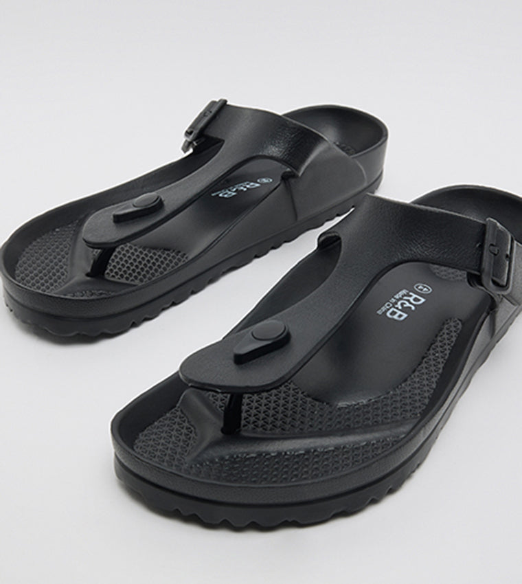 R&B Toe-Post Comfort Sandals BLACK