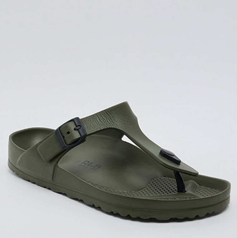 R&B Toe-Post Comfort Sandals Olive