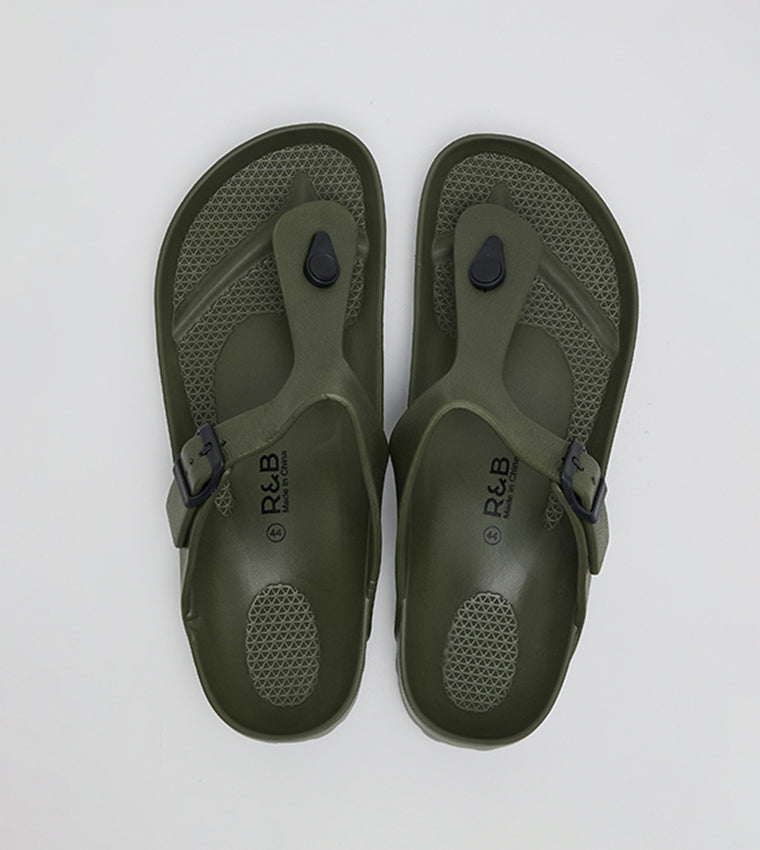 R&B Toe-Post Comfort Sandals Olive
