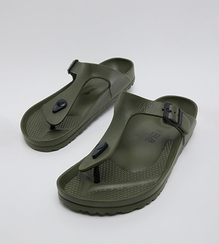 R&B Toe-Post Comfort Sandals Olive
