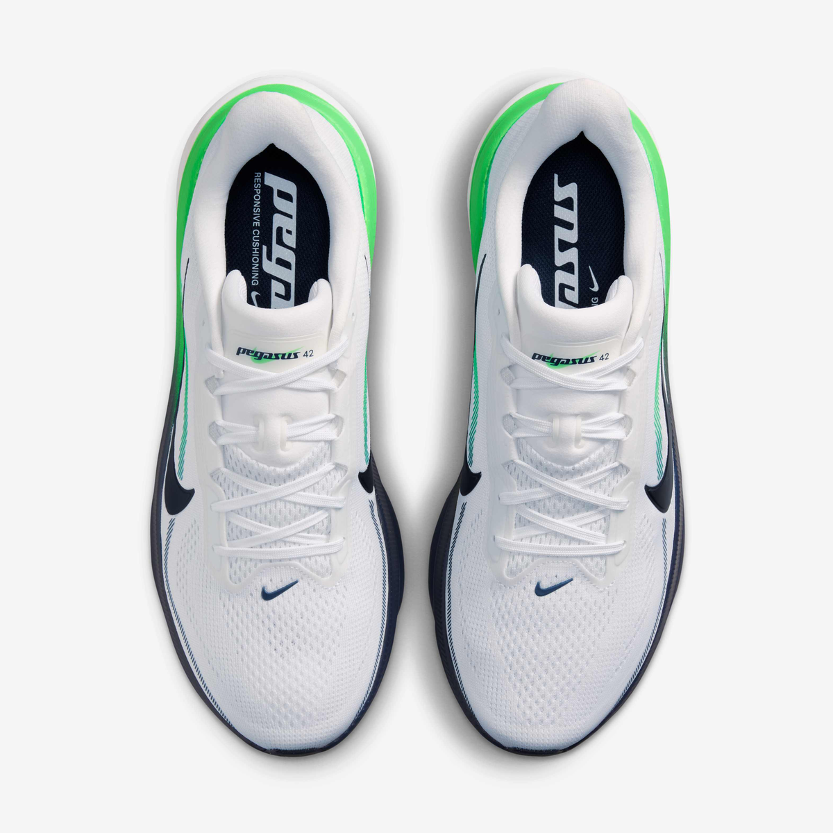 Nike Pegasus 42 - White/Green Spark/Midnight Navy